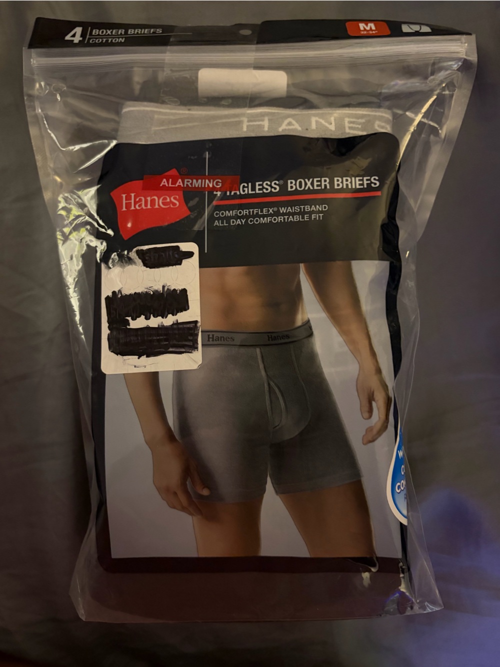 Hanes Men’s black & gray Boxer Briefs - Pack of 4 Size Medium